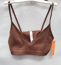 Colsie Women's Size Medium, Triangle Bralette Brown Ribbed image 2
