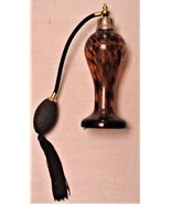 Art Glass Brown Tortoise Shell Perfume Bottle Pump Atomizer w/ Tassel Vtg - £37.30 GBP