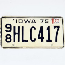 1977 United States Iowa Worth County Passenger License Plate 98 HLC417 - £14.68 GBP
