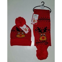 NWT Rudolph the Red Nosed Reindeer Knit Hat Matching Scarf OSFM Great Christmas - £16.84 GBP