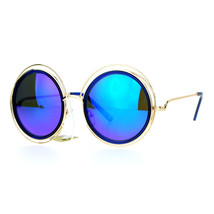 Damen Designer Modische Sonnenbrille Runde Gold Draht Rahmen Spiegel Linse - £8.59 GBP