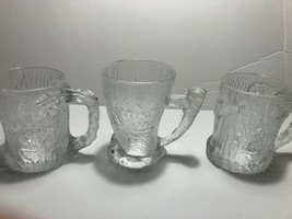 McDonalds Flintstones collectible Coffee cup glass 1993 Tree Mendous 3  Mug Set - £13.18 GBP