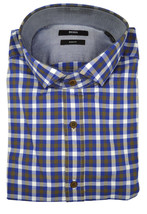 9389-B Hugo Boss Mens Blue Plaid Slim Fit Mason 4 Button Down Shirt Large L $145 - £69.84 GBP