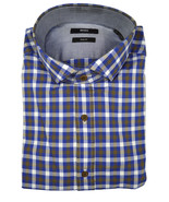 9389-B Hugo Boss Mens Blue Plaid Slim Fit Mason 4 Button Down Shirt Larg... - $119.14 CAD