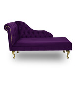 Cheshire Handmade Tufted Purple Velvet Chaise Lounge Bedroom Accent Ches... - £287.79 GBP