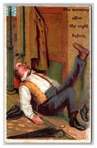 Comic Drunk Man in Doorway Morning After The NIght Before 1911 DB Postcard Q19 - £4.23 GBP
