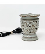 SCENTSY Wax Warmer &#39;Milano&#39; Blue Brown Floral Swirl with Bulb - $348.57 MXN