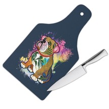 Bulldog Fusion Colorful : Gift Cutting Board Dog Pet Animal CuteWatercolor - £22.74 GBP