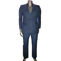 Yves Saint Laurent Vintage Slim 3 Piece Navy Pinstripe Suit Vest Suit 39... - $10,469.87 MXN