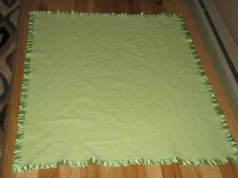 Thermal Woven Cotton Baby Blanket Lime Green Satin Trim Band - £25.31 GBP