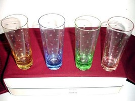 Kate Spade Lenox LARABEE DOT POP Mojitos Set 4 Glasses Crystal 4 Colors 9oz New - £107.75 GBP