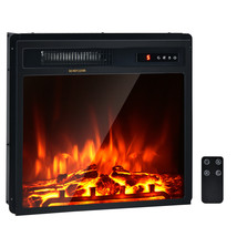 18" Electric Fireplace Freestanding & Recessed Heater Log Flame Remote 1500W - £166.12 GBP