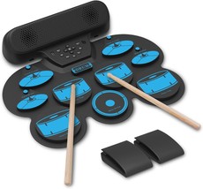 Electronic Drum Set Kids Electric Drum Kit 9 Thickened Pad Roll Up Beginner - £51.14 GBP