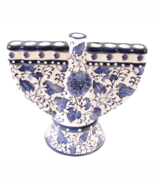 Menorah Hanukkah Ceramic Mikasa Blue White Floral 8 Inch NEW With Tags - €49,05 EUR