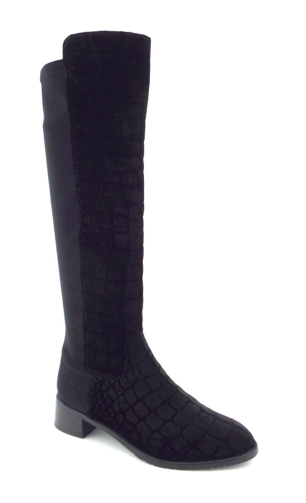 New STUART WEITZMAN Size 8.5 Croc Print Velvet Knee High Tall Boots 8 1/2 - $368.00