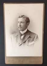 Antique Cabinet Card Well Dressed Man with Handlebar Moustache William Gill - £11.25 GBP