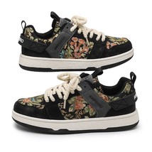 2022 Fashion Print Black Canvas Sneakers for Men Women Low Flat Skated Sneakers  - £103.64 GBP