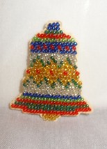 Christmas Bell Pin Brooch Glass Beads Jewelry Finished Mill Hill Handmade - £14.30 GBP