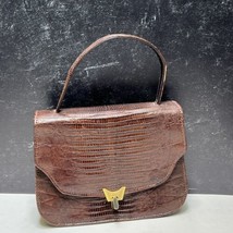 Vintage Mid Century Alligator Purse Handbag Brown - £37.15 GBP