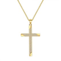 ZHOUYANG Pendants Necklace For Women Classic Cross Choker Chain Zircon Light Gol - £13.20 GBP
