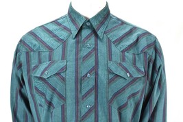 Vintage RUSTLER Striped Pearl Snap Western Shirt Large  X Long Tails 34/35 - £27.65 GBP