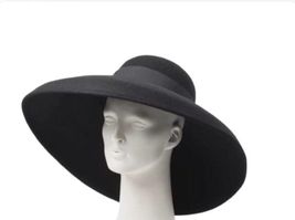 Ladies Retro Style Black Wool Stiff Felt Hat Wide Brim Women Winter Fedo... - $89.99