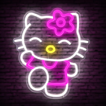 Hello Kit Neon Sign Dimmable Kitty Neon Sign Kawaii Cat Anime Neon Sign Kitty Ro - £46.42 GBP