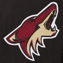 NHL Arizona Coyotes Wool Leather Reversible Jacket Front Patch Logos Black JHD - £173.05 GBP