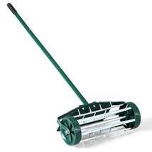 Rolling Lawn Aerator 18&quot; Home Garden Rotary Push Tine Outdoor W/Fender - £71.37 GBP