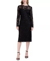 DONNA RICCO Women&#39;s Sequined Lace Sheath Dress Black Size 10 $159 - £54.60 GBP