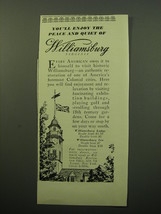 1950 Williamsburg Virginia Ad - You&#39;ll enjoy the peace and quiet of Williamsburg - £14.82 GBP