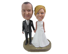 Custom Bobblehead Bride And Groom Wearing Gorgeous Wedding Attire - Wedding &amp; Co - £121.05 GBP