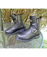 Harley Davidson Leather Moto Boots Black Biker Buckle Boots- Zippers Men... - $125.34 CAD