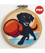 A dog wearing boxing gloves - Cross-stitch pattern PDF, Instant download - $5.00