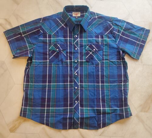 Youngbloods Authentic Western Shirt Pearl Snap Plaid Short Sleeve Men&#39;s ... - $24.55