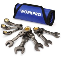 WORKPRO 8-Piece Flex-Head Stubby Ratcheting Combination Wrench Set, Metric 9-17  - £57.94 GBP