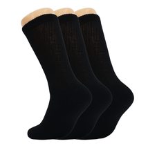 AWS/American Made 3 Pairs Black Diabetic Crew Socks Non Binding Top Medi... - £7.32 GBP