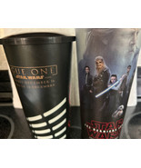 Lot of 2 Star Wars Plastic Movie Cups with Lids Rogue One Last Jedi Canada - $11.66