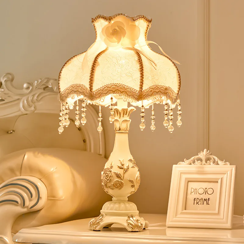 European vintage creative palace lace resin Table Lamps Romantic warm Di... - $117.53+