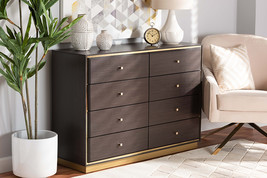 Davina Espresso Brown and Gold Metal 8-Drawer Dresser - $9,926.53 MXN