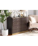 Davina Espresso Brown and Gold Metal 8-Drawer Dresser - €454,67 EUR