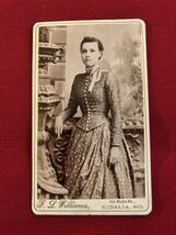 Antique CDV Photo Pretty Lady Polka Dot Dress PH60 - $9.89
