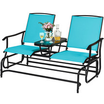 2 Person Outdoor Patio Double Glider Chair Loveseat Rocking Turquoise - £214.91 GBP