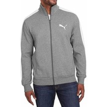 PUMA Jacket Men&#39;s Medium Gray Track Zip Closure Logo Knit Ribbed Trim NWT - £30.67 GBP