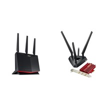 ASUS AX5700 WiFi 6 Gaming Router (RT-AX86S) &amp; PCE-AC68 Dual-Band 3x3 AC1... - £312.39 GBP