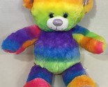 build-a-bear rainbow purple glitter feet bear teddy plush multi-color ti... - $7.91