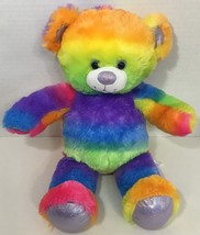 build-a-bear rainbow purple glitter feet bear teddy plush multi-color ti... - £6.32 GBP