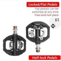 BROS Bicycle Lock Pedal 2 In 1 Anti-slip Lock Nylon Pedal MTB Bike Pedals Flat C - £98.50 GBP