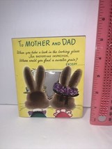 Vintage 1960’s Rust Craft Happy Easter Mom and Dad Greeting Card Bunny R... - $4.94