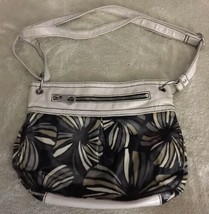 RELIC Women&#39;s Black White Gray Flowers Coated Canvas Purse - $17.15